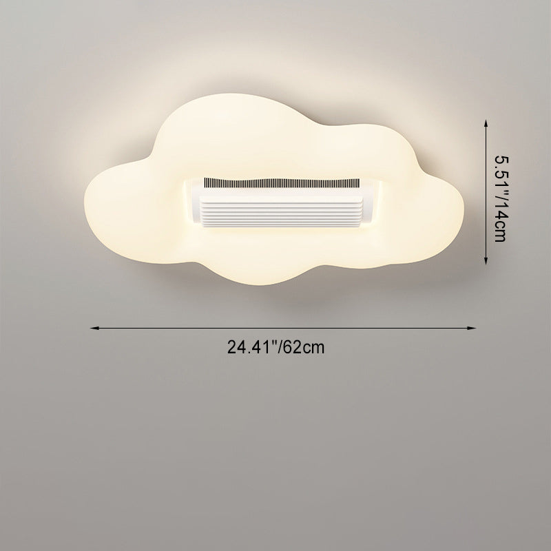 Lumendat Contemporary Creative Cartoon Airplane Cloud PE Shade LED Kids Flush Mount Ceiling Invisible Bladeless Fan Light For Bedroom Lumendat