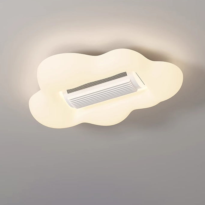 Lumendat Contemporary Creative Cartoon Airplane Cloud PE Shade LED Kids Flush Mount Ceiling Invisible Bladeless Fan Light For Bedroom Lumendat