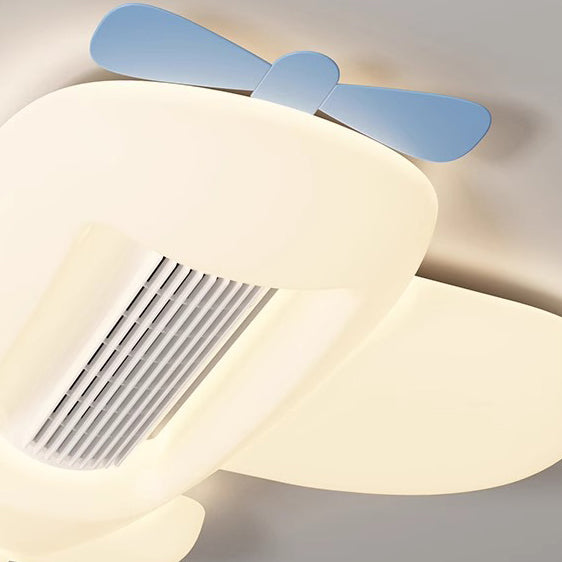 Lumendat Contemporary Creative Cartoon Airplane Cloud PE Shade LED Kids Flush Mount Ceiling Invisible Bladeless Fan Light For Bedroom Lumendat