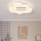 Lumendat Contemporary Creative Cartoon Airplane Cloud PE Shade LED Kids Flush Mount Ceiling Invisible Bladeless Fan Light For Bedroom Lumendat