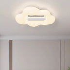 Lumendat Contemporary Creative Cartoon Airplane Cloud PE Shade LED Kids Flush Mount Ceiling Invisible Bladeless Fan Light For Bedroom Lumendat