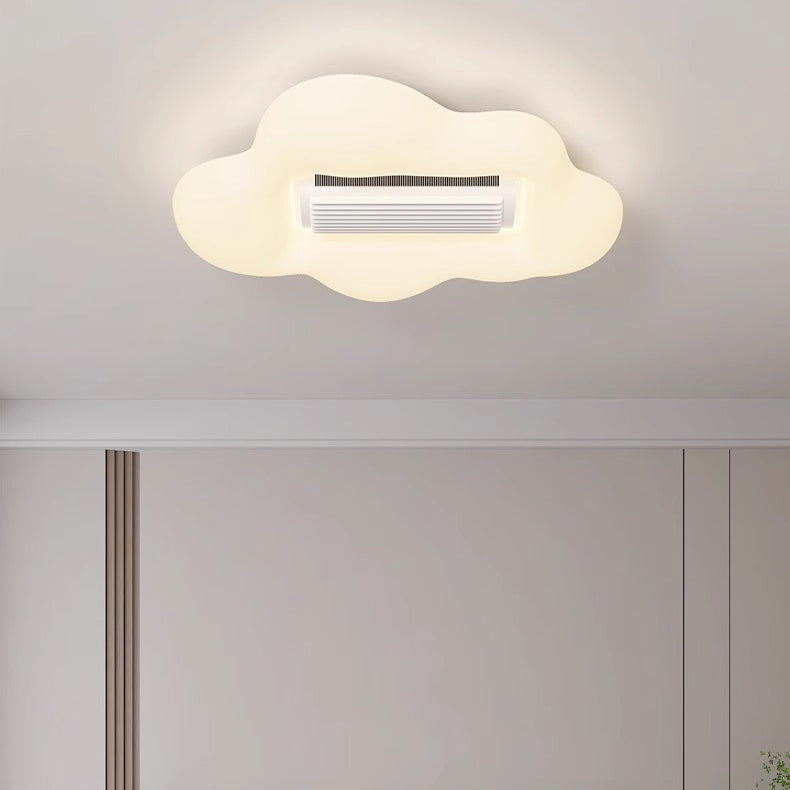 Lumendat Contemporary Creative Cartoon Airplane Cloud PE Shade LED Kids Flush Mount Ceiling Invisible Bladeless Fan Light For Bedroom Lumendat