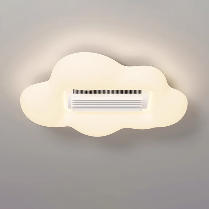 Lumendat Contemporary Creative Cartoon Airplane Cloud PE Shade LED Kids Flush Mount Ceiling Invisible Bladeless Fan Light For Bedroom Lumendat