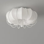 Contemporary Nordic Iron PE Pumpkin Shade Pearl Decoration LED Flush Mount Ceiling Light For Bedroom