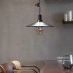 Contemporary Nordic Iron Frame Conical Solid Wood 1-Light Pendant Light For Living Room
