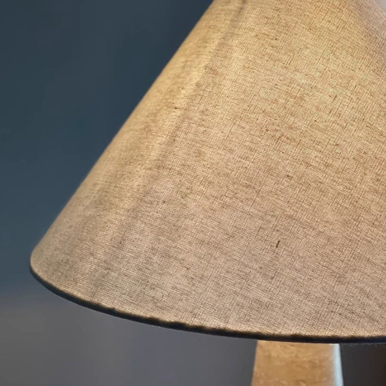 Traditional Japanese Fabric Conical Shade Yellow Travertine Base 1-Light Table Lamp For Study Lumendat