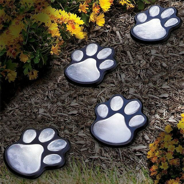 Contemporary Creative Animal Dog Paw Print LED Solar Outdoor Lawn Landscape Light For Garden Lumendat