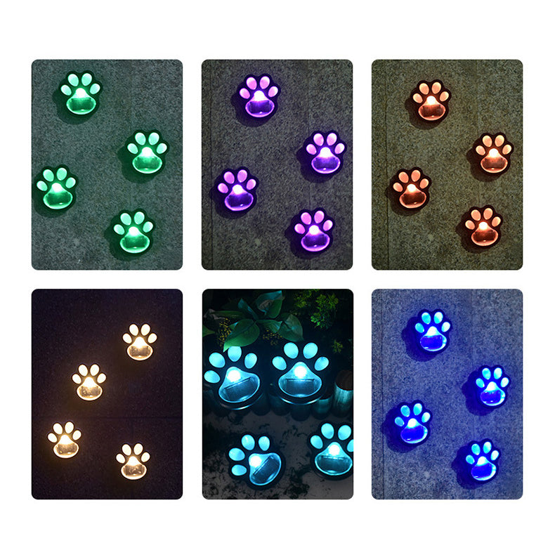 Contemporary Creative Animal Dog Paw Print LED Solar Outdoor Lawn Landscape Light For Garden Lumendat