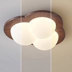 Contemporary Nordic Rubber Wood PE Star Bubble Shade LED Flush Mount Ceiling Light For Bedroom