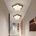 Contemporary Nordic Rubber Wood PE Star Bubble Shade LED Flush Mount Ceiling Light For Bedroom