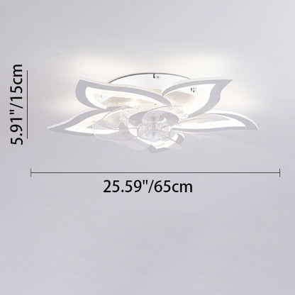 Contemporary Creative Aluminum Acrylic ABS Fan LED Flush Mount Ceiling Fan Light For Bedroom