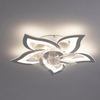 Contemporary Creative Aluminum Acrylic ABS Fan LED Flush Mount Ceiling Fan Light For Bedroom