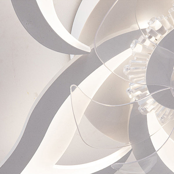 Contemporary Creative Aluminum Acrylic ABS Fan LED Flush Mount Ceiling Fan Light For Bedroom