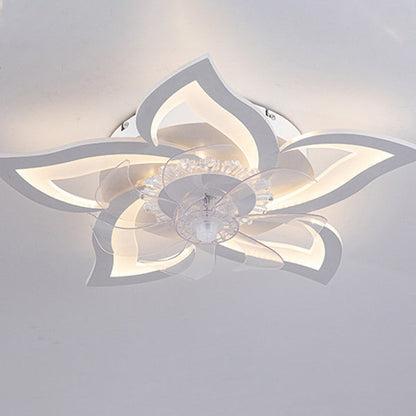 Contemporary Creative Aluminum Acrylic ABS Fan LED Flush Mount Ceiling Fan Light For Bedroom