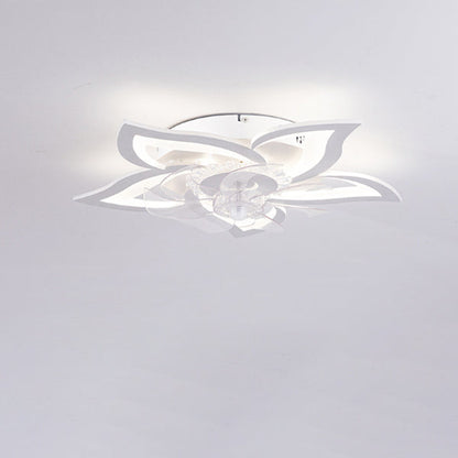 Contemporary Creative Aluminum Acrylic ABS Fan LED Flush Mount Ceiling Fan Light For Bedroom