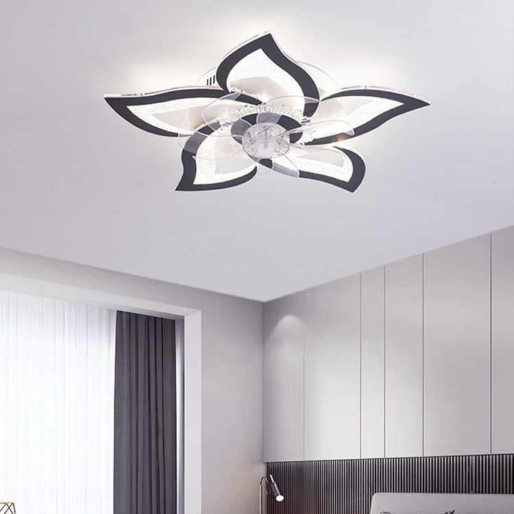 Contemporary Creative Aluminum Acrylic ABS Fan LED Flush Mount Ceiling Fan Light For Bedroom