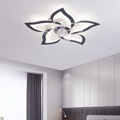 Contemporary Creative Aluminum Acrylic ABS Fan LED Flush Mount Ceiling Fan Light For Bedroom