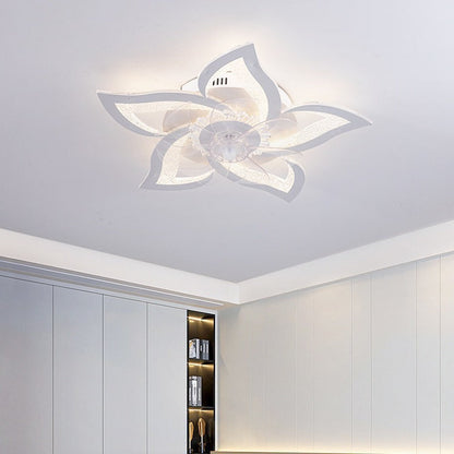 Contemporary Creative Aluminum Acrylic ABS Fan LED Flush Mount Ceiling Fan Light For Bedroom