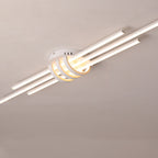 Contemporary Simplicity Aluminum Long Strip PVC Shade LED Flush Mount Ceiling Light For Bedroom