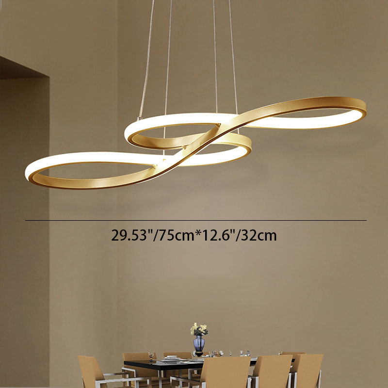 Modern Minimalist Spiral Aluminum Strip Acrylic LED Pendant Light Island Light for Living Room BulbSquare