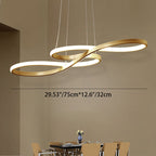 Modern Minimalist Spiral Aluminum Strip Acrylic LED Pendant Light Island Light for Living Room BulbSquare