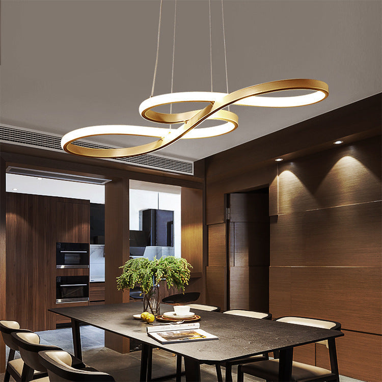 Modern Minimalist Spiral Aluminum Strip Acrylic LED Pendant Light Island Light for Living Room BulbSquare