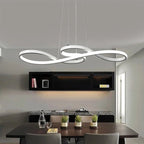 Modern Minimalist Spiral Aluminum Strip Acrylic LED Pendant Light Island Light for Living Room BulbSquare