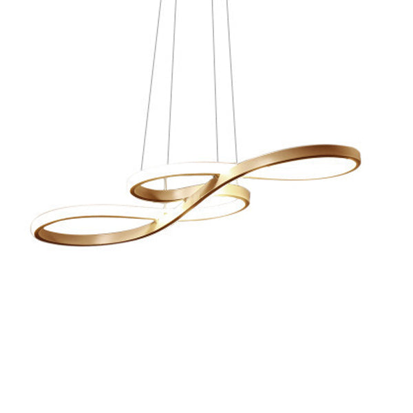 Modern Minimalist Spiral Aluminum Strip Acrylic LED Pendant Light Island Light for Living Room BulbSquare