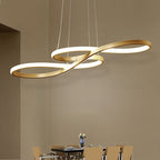 Modern Minimalist Spiral Aluminum Strip Acrylic LED Pendant Light Island Light for Living Room BulbSquare