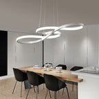 Modern Minimalist Spiral Aluminum Strip Acrylic LED Pendant Light Island Light for Living Room BulbSquare
