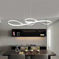 Modern Minimalist Spiral Aluminum Strip Acrylic LED Pendant Light Island Light for Living Room BulbSquare