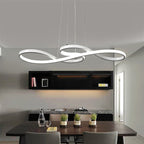 Modern Minimalist Spiral Aluminum Strip Acrylic LED Pendant Light Island Light for Living Room BulbSquare
