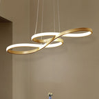 Modern Minimalist Spiral Aluminum Strip Acrylic LED Pendant Light Island Light for Living Room BulbSquare