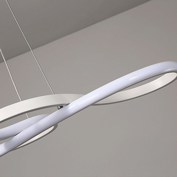 Modern Minimalist Spiral Aluminum Strip Acrylic LED Pendant Light Island Light for Living Room BulbSquare