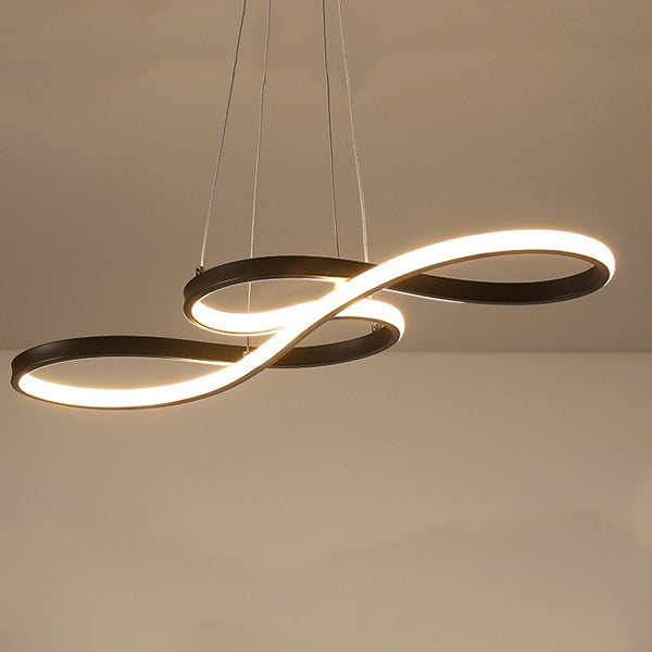 Modern Minimalist Spiral Aluminum Strip Acrylic LED Pendant Light Island Light for Living Room BulbSquare