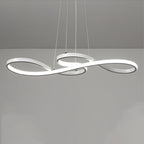 Modern Minimalist Spiral Aluminum Strip Acrylic LED Pendant Light Island Light for Living Room BulbSquare