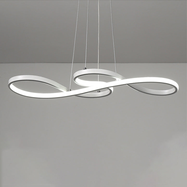 Modern Minimalist Spiral Aluminum Strip Acrylic LED Pendant Light Island Light for Living Room BulbSquare