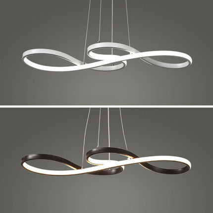 Modern Minimalist Spiral Aluminum Strip Acrylic LED Pendant Light Island Light for Living Room BulbSquare