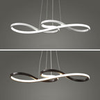 Modern Minimalist Spiral Aluminum Strip Acrylic LED Pendant Light Island Light for Living Room BulbSquare
