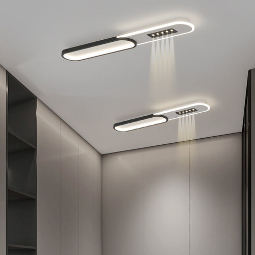 Modern Minimalist Grille Long Strip Acrylic Iron LED Spotlight Flush Mount Ceiling Light For Bedroom