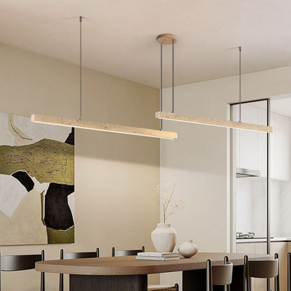 Traditional Vintage Travertine Straight Line Iron LED Island Light Pendant Light For Living Room