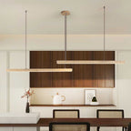 Traditional Vintage Travertine Straight Line Iron LED Island Light Pendant Light for Living Room BulbSquare