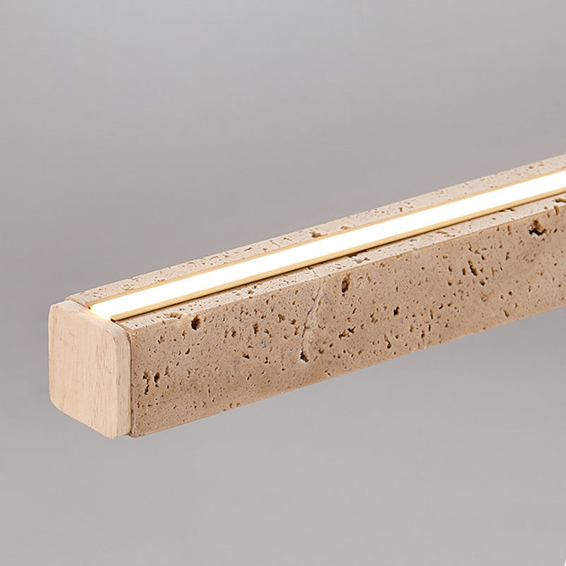 Traditional Vintage Travertine Straight Line Iron LED Island Light Pendant Light For Living Room