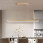 Traditional Vintage Travertine Straight Line Iron LED Island Light Pendant Light for Living Room BulbSquare