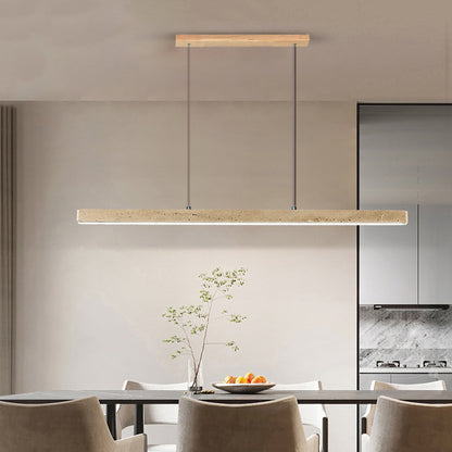 Traditional Vintage Travertine Straight Line Iron LED Island Light Pendant Light For Living Room
