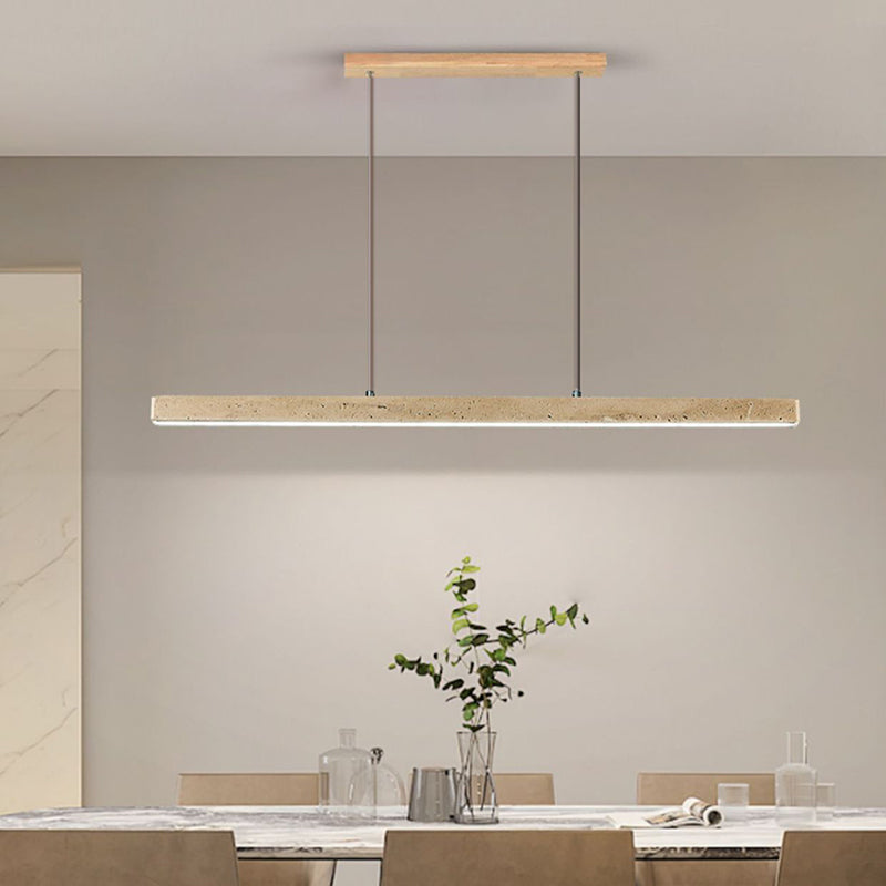 Traditional Vintage Travertine Straight Line Iron LED Island Light Pendant Light For Living Room