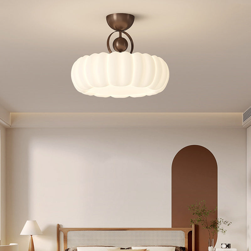 Modern Minimalist Iron PE Cloud Shade LED Semi-Flush Mount Ceiling Light For Living Room