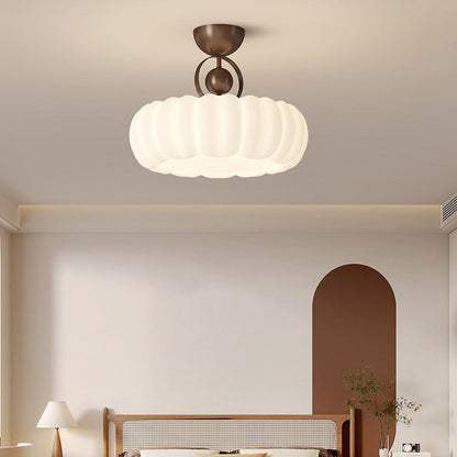 Modern Minimalist Iron PE Cloud Shade LED Semi-Flush Mount Ceiling Light For Living Room