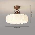 Modern Minimalist Iron PE Cloud Shade LED Semi-Flush Mount Ceiling Light For Living Room