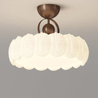 Modern Minimalist Iron PE Cloud Shade LED Semi-Flush Mount Ceiling Light For Living Room